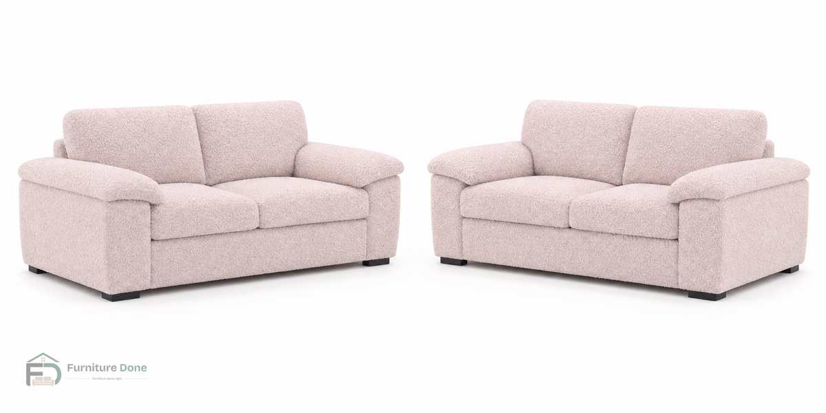 Amalfi 2+2 Sofa Set in Teddy Bouclé Pink — Furniture Done
