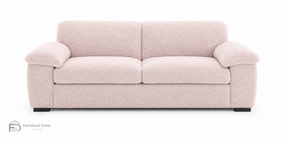 Amalfi 3 Seater Sofa in Teddy Bouclé Pink — Furniture Done