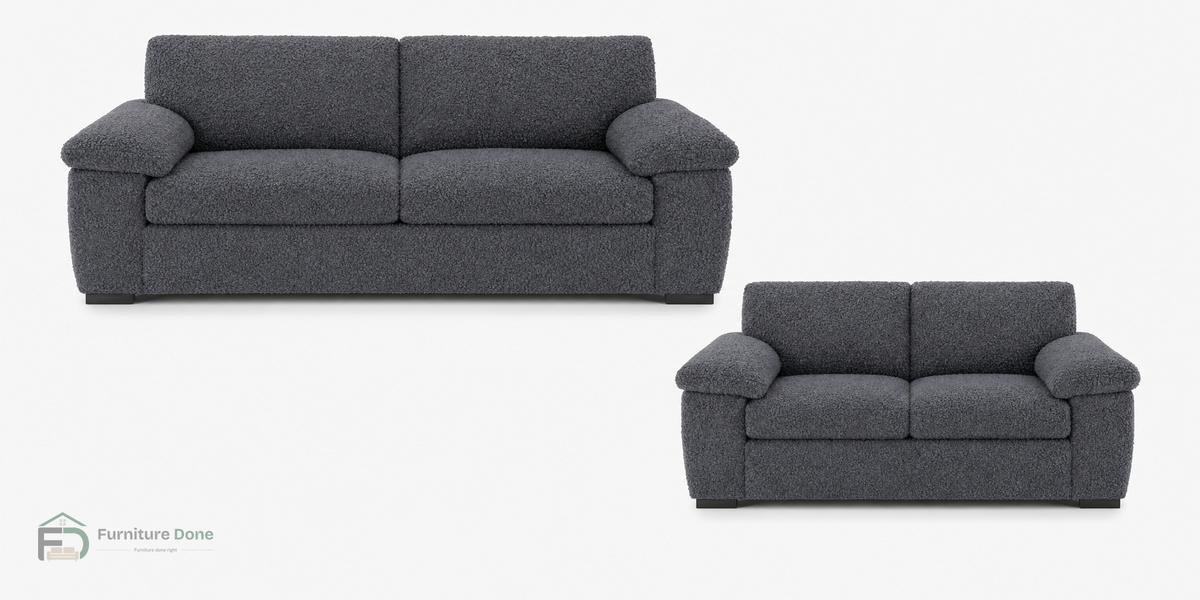 Amalfi 3+2 Sofa Set in Teddy Bouclé Grey — Furniture Done