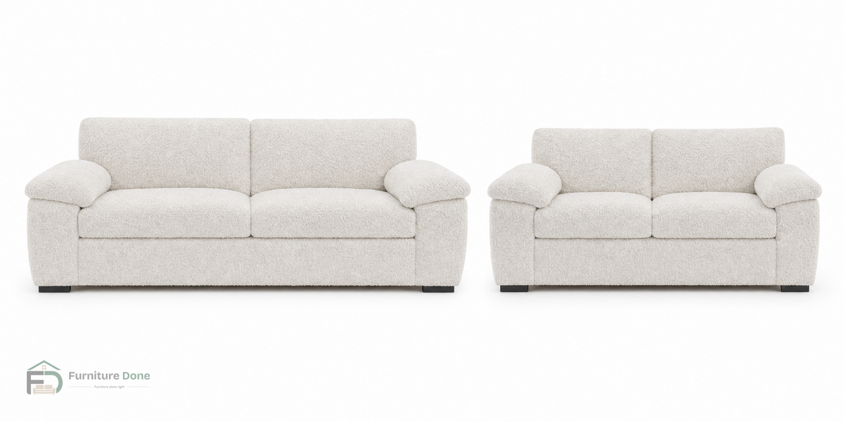 Amalfi 3+2 Sofa Set in Teddy Bouclé White — Furniture Done