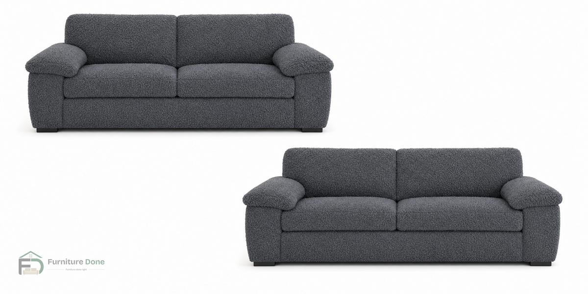 Amalfi 3+3 Sofa Set in Teddy Bouclé Grey — Furniture Done