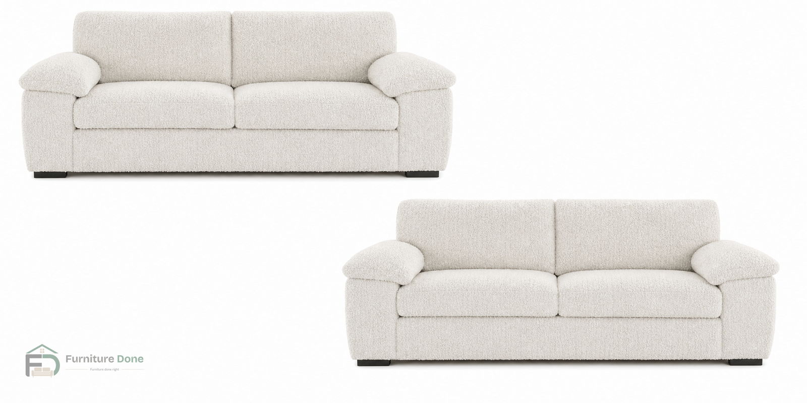 Amalfi 3+3 Sofa Set in Teddy Bouclé White — Furniture Done