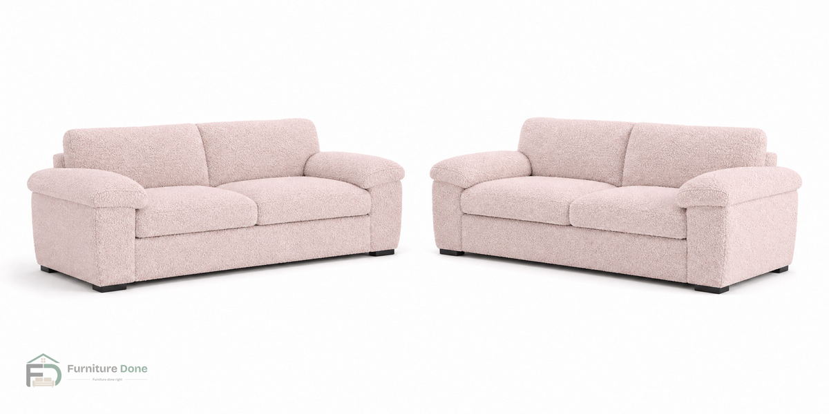 Amalfi 3+3 Sofa Set in Teddy Bouclé Pink — Furniture Done