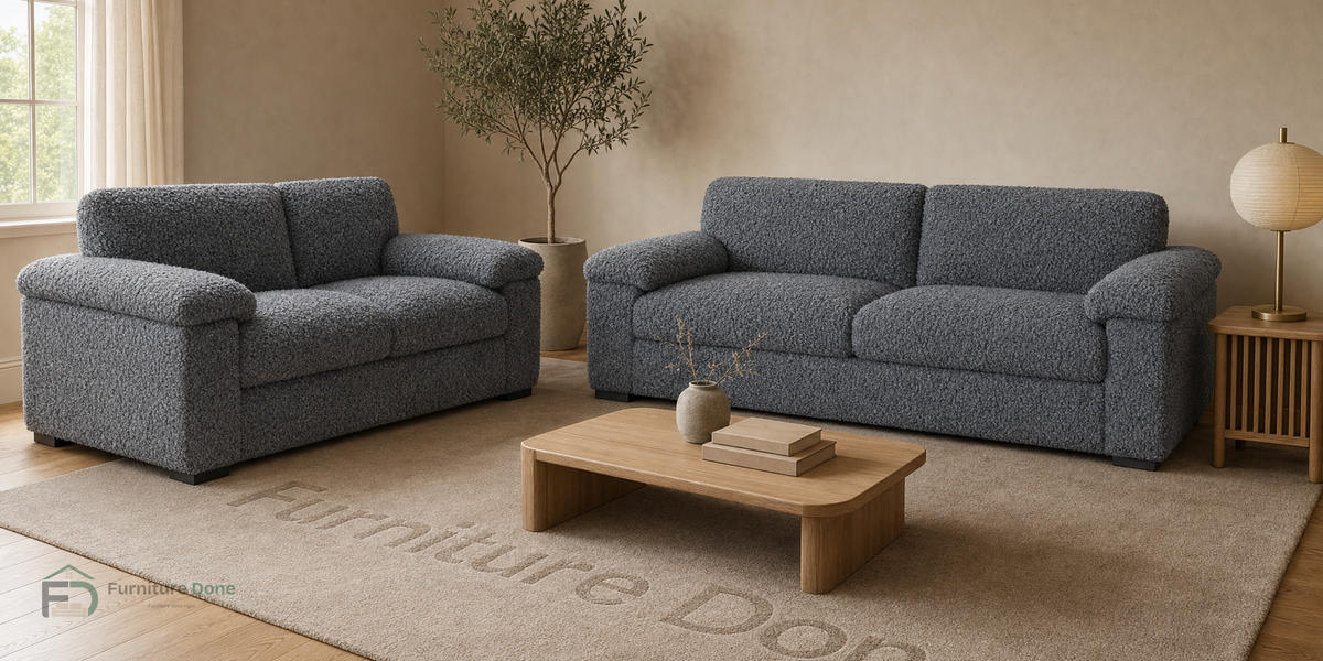 Amalfi 2+2 Sofa Set in Teddy Bouclé Grey — Furniture Done