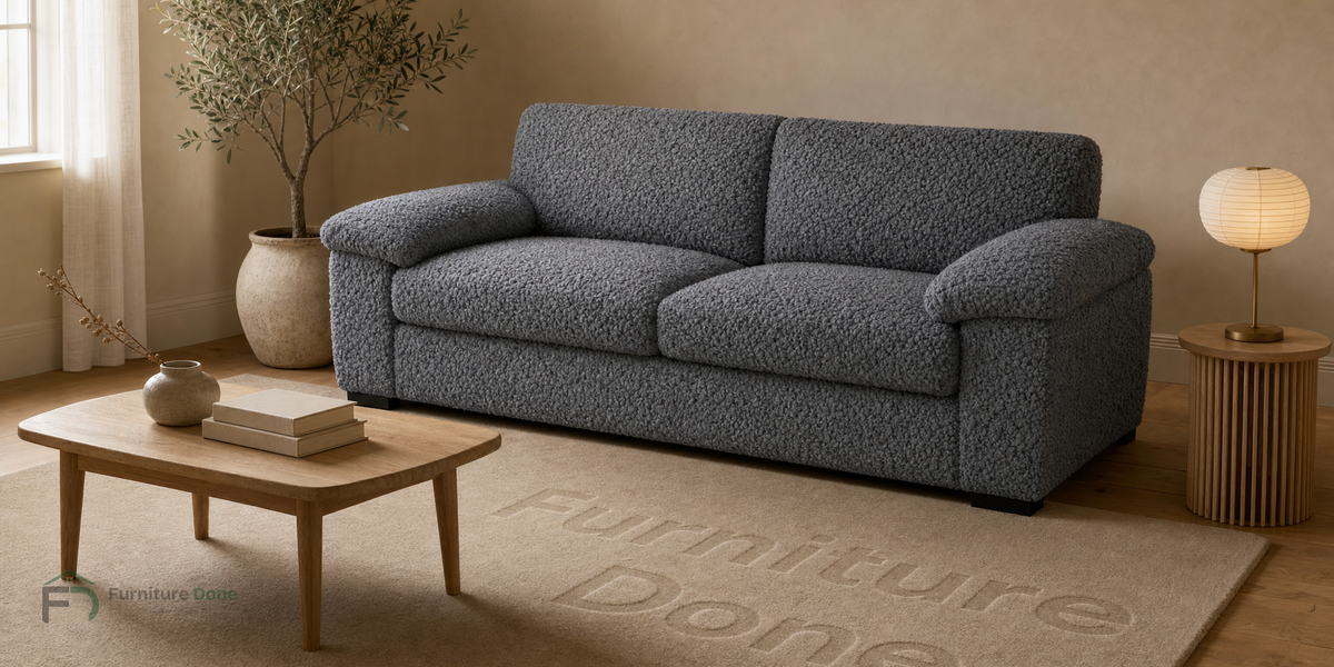 Amalfi 3 Seater Sofa in Teddy Bouclé Grey — Furniture Done