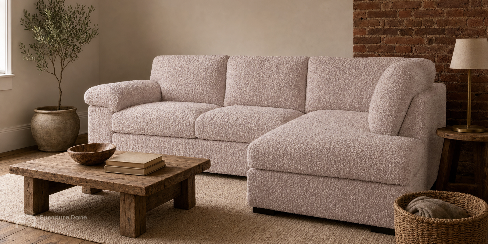 Amalfi Corner Sofa RH in Teddy Bouclé Pink — Furniture Done