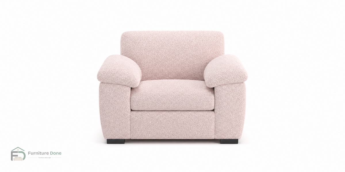 Amalfi Armchair in Teddy Bouclé Pink — Furniture Done