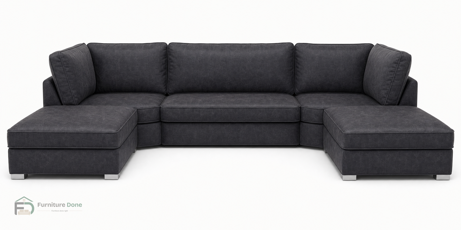 Bishop U Shape Sofa in Faux Leather Black — Furniture Done