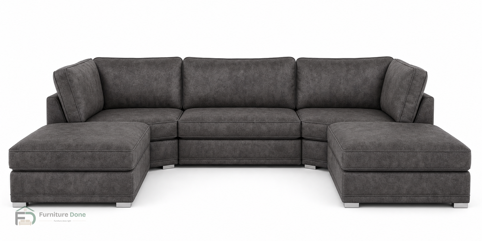Bishop U Shape Sofa in Faux Leather Grey — Furniture Done