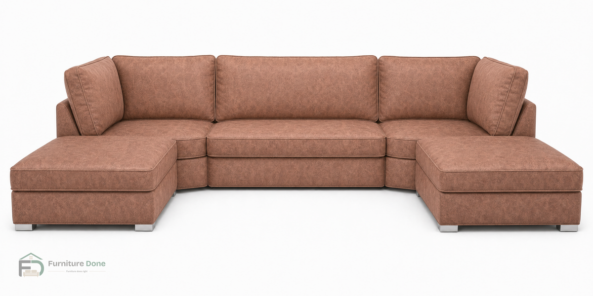 Bishop U Shape Sofa in Faux Leather Tan — Furniture Done