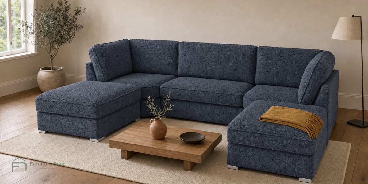 Bishop U-shape sofa in Teddy Bouclé Grey