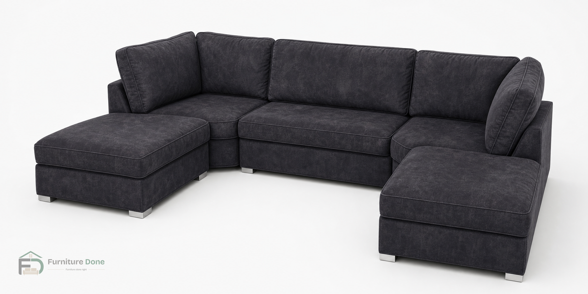 Bishop U Shape Sofa in Faux Leather Black — Furniture Done