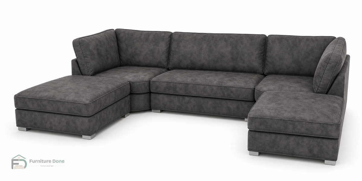 Bishop U Shape Sofa in Faux Leather Grey — Furniture Done
