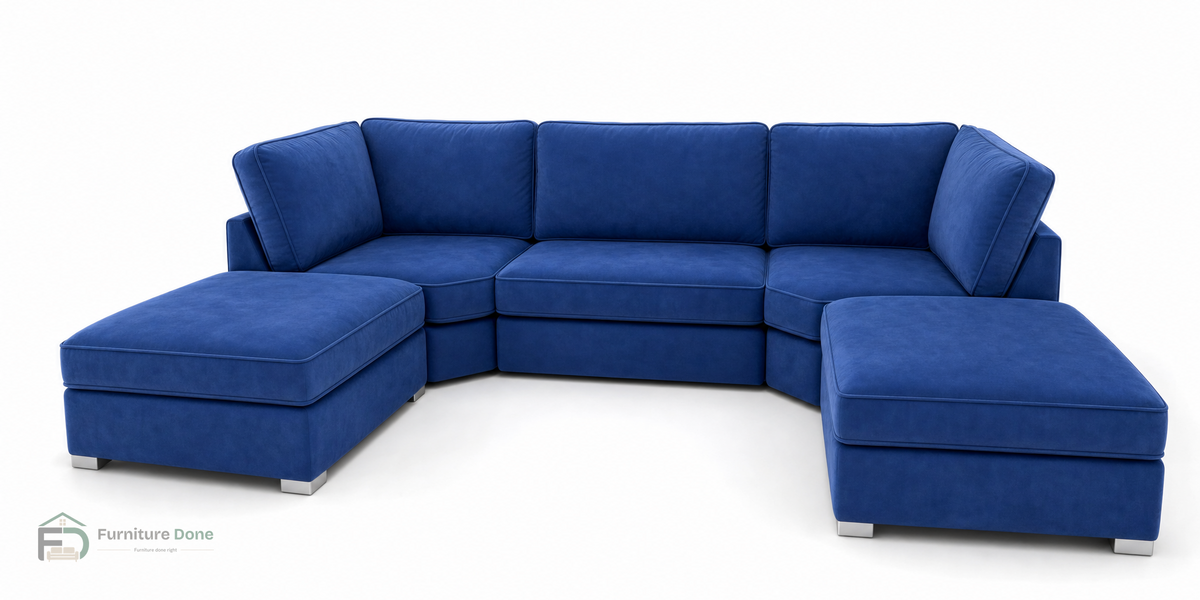 Bishop U Shape Sofa in Plush Velvet Blue — Furniture Done