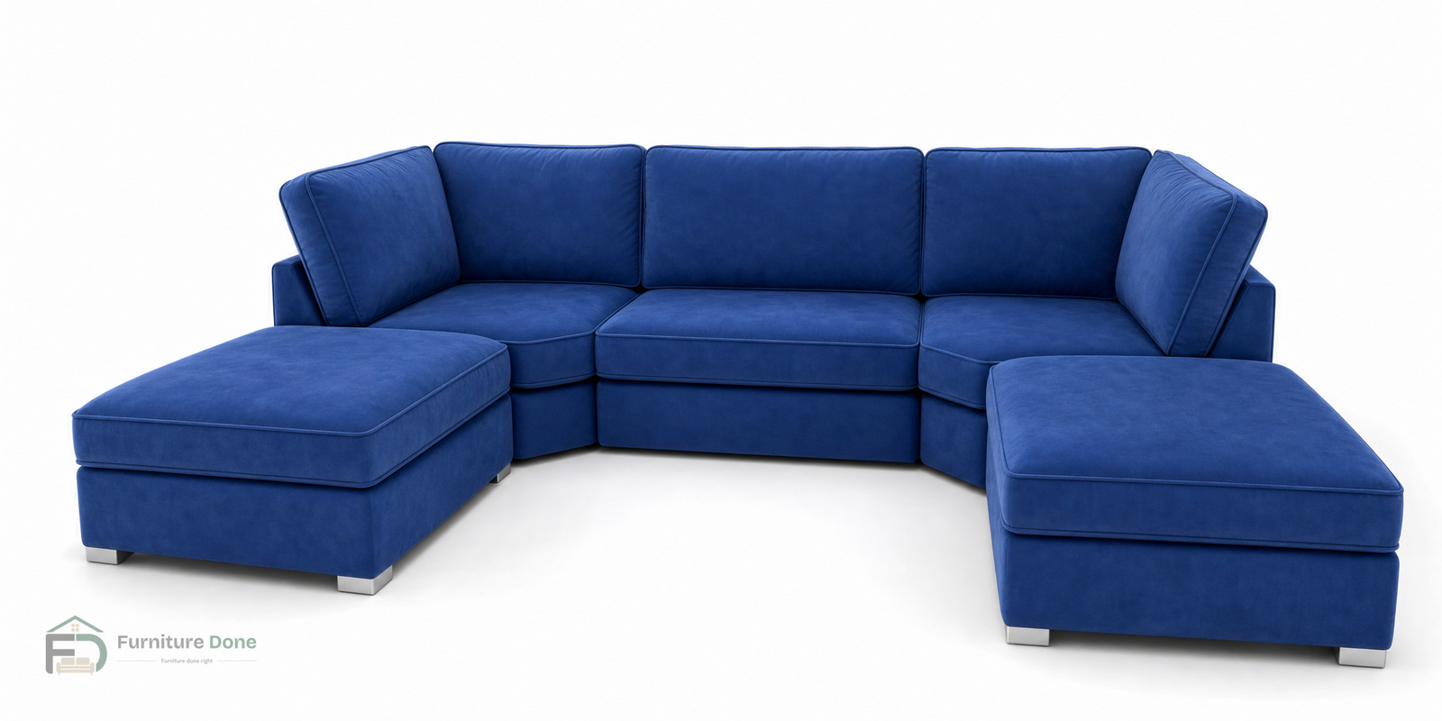 Bishop U Shape Sofa in Plush Velvet Blue — Furniture Done