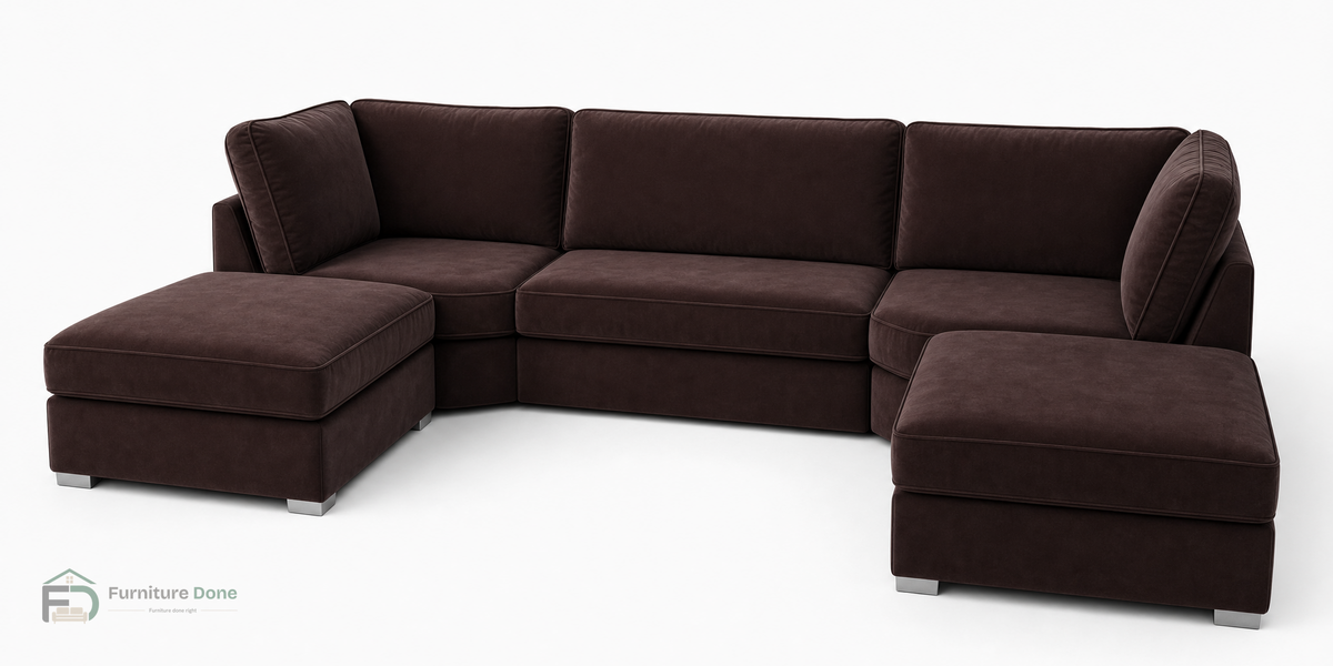 Bishop U Shape Sofa in Plush Velvet Brown — Furniture Done