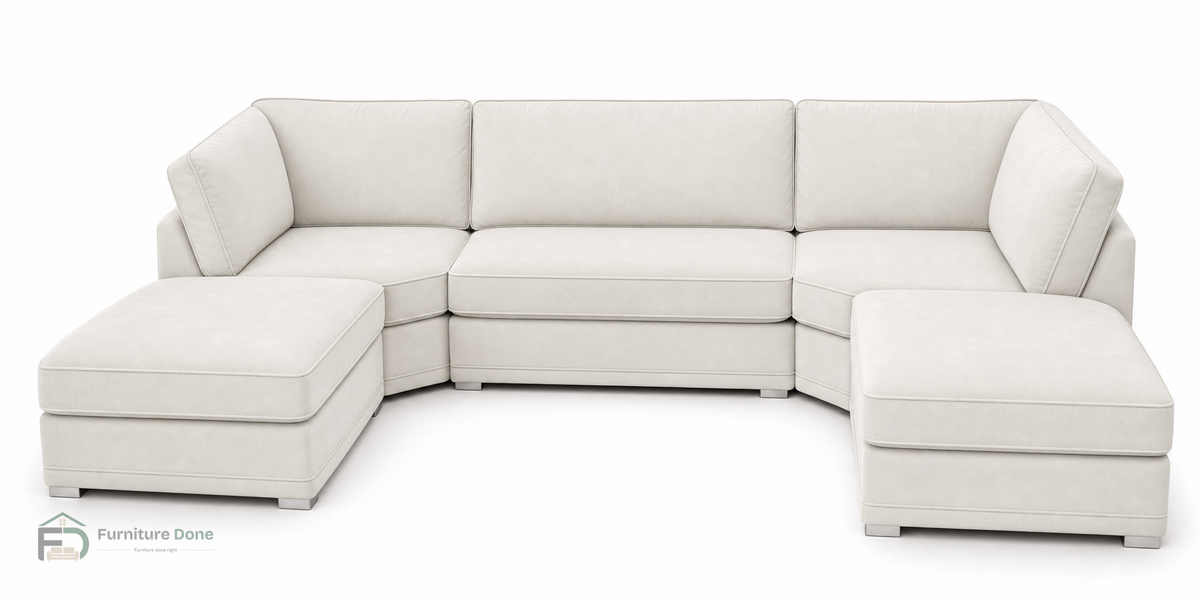 Bishop U Shape Sofa in Plush Velvet Cream — Furniture Done