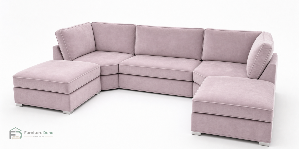 Bishop U Shape Sofa in Plush Velvet Dusty Pink — Furniture Done