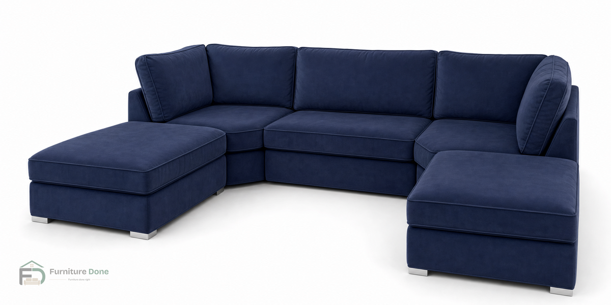 Bishop U Shape Sofa in Plush Velvet Navy — Furniture Done