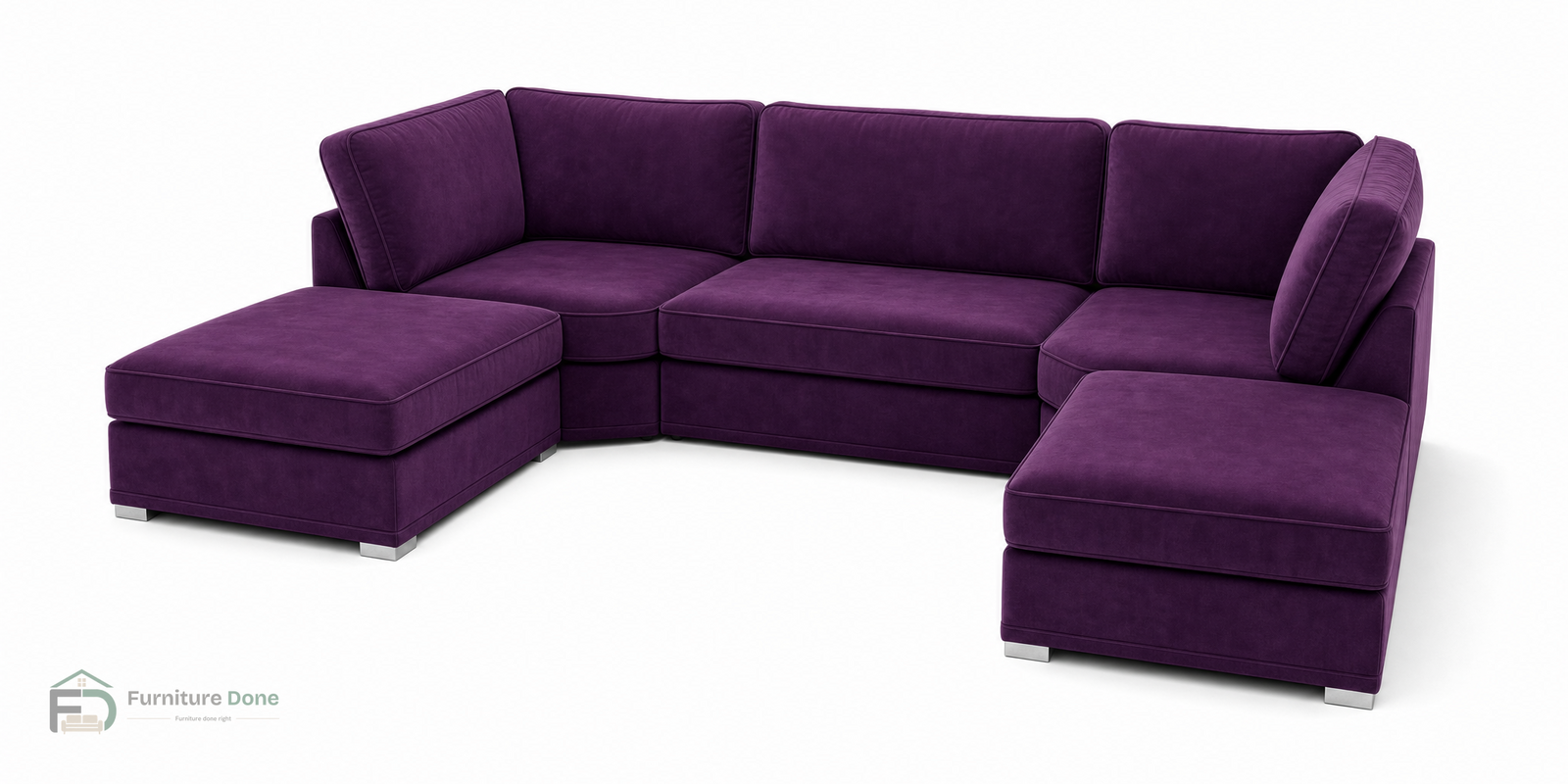 Bishop U Shape Sofa in Plush Velvet Purple — Furniture Done
