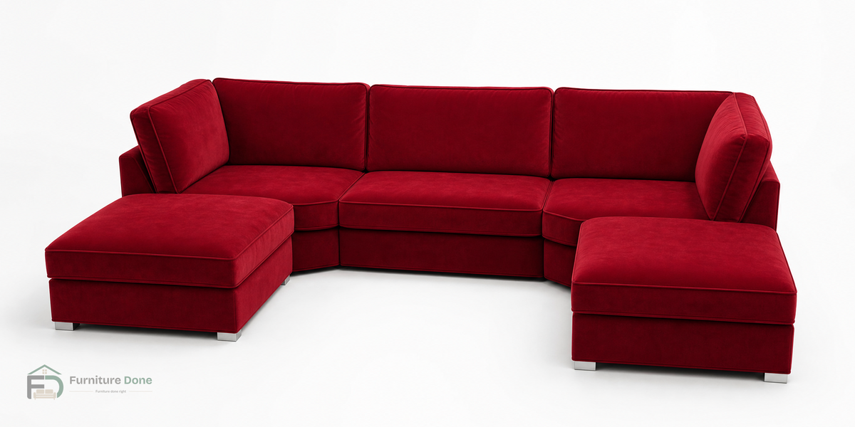Bishop U Shape Sofa in Plush Velvet Red — Furniture Done