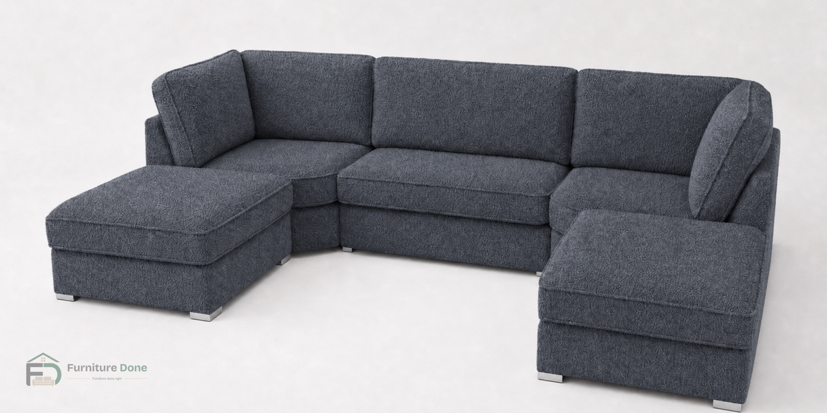 Bishop U Shape Sofa in Teddy Bouclé Grey — Furniture Done