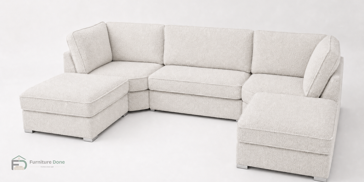 Bishop U Shape Sofa in Teddy Bouclé White — Furniture Done