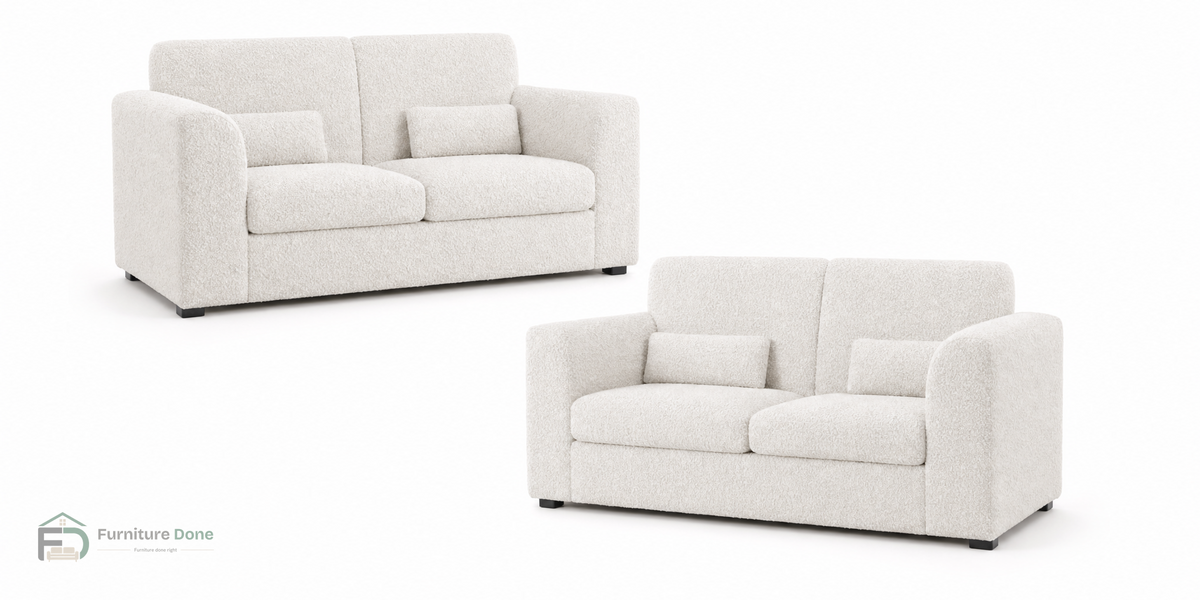 Chicago Full Back 2+2 Sofa Set in Teddy Bouclé White — Furniture Done