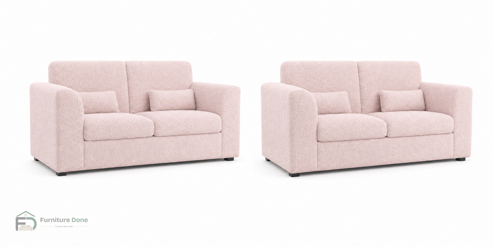 Chicago Full Back 2+2 Sofa Set in Teddy Bouclé Pink — Furniture Done