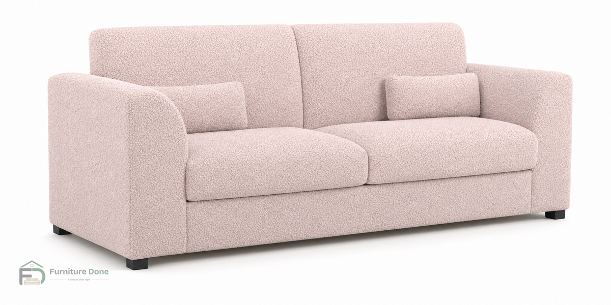 Chicago Full Back 3 Seater Sofa in Teddy Bouclé Pink — Furniture Done