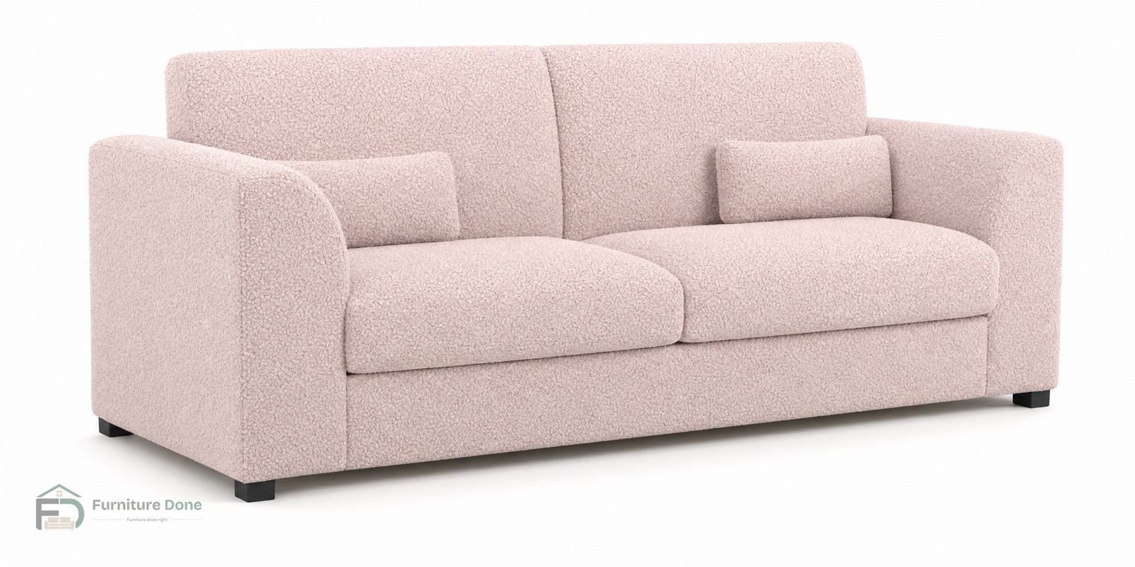 Chicago Full Back 3 Seater Sofa in Teddy Bouclé Pink — Furniture Done