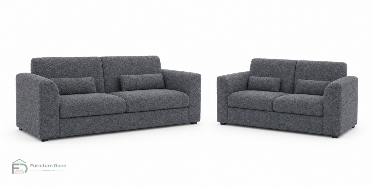Chicago Full Back 3+2 Sofa Set in Teddy Bouclé Grey — Furniture Done