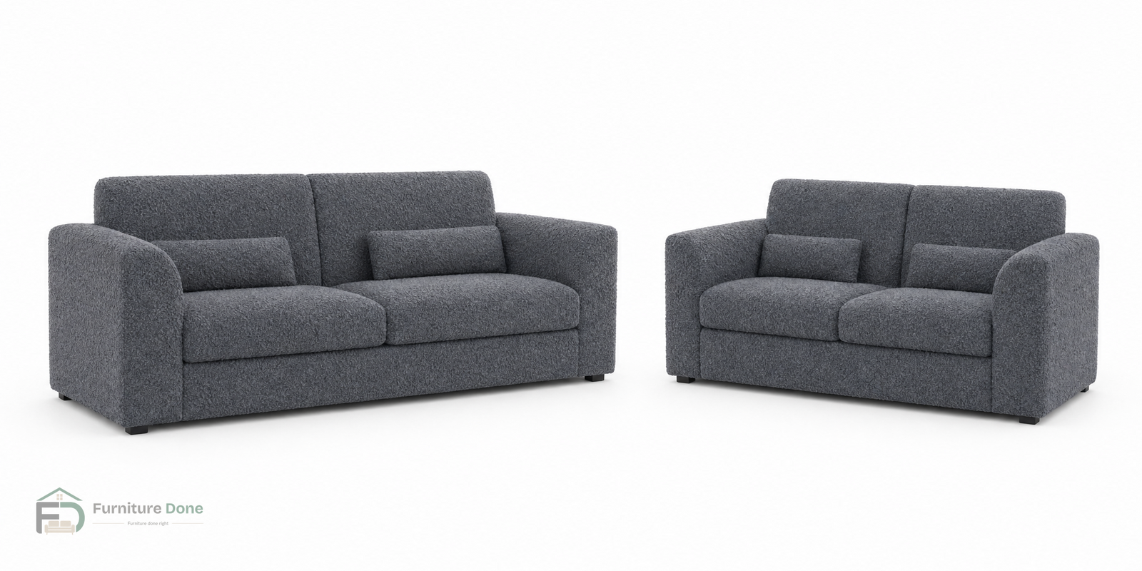 Chicago Full Back 3+2 Sofa Set in Teddy Bouclé Grey — Furniture Done