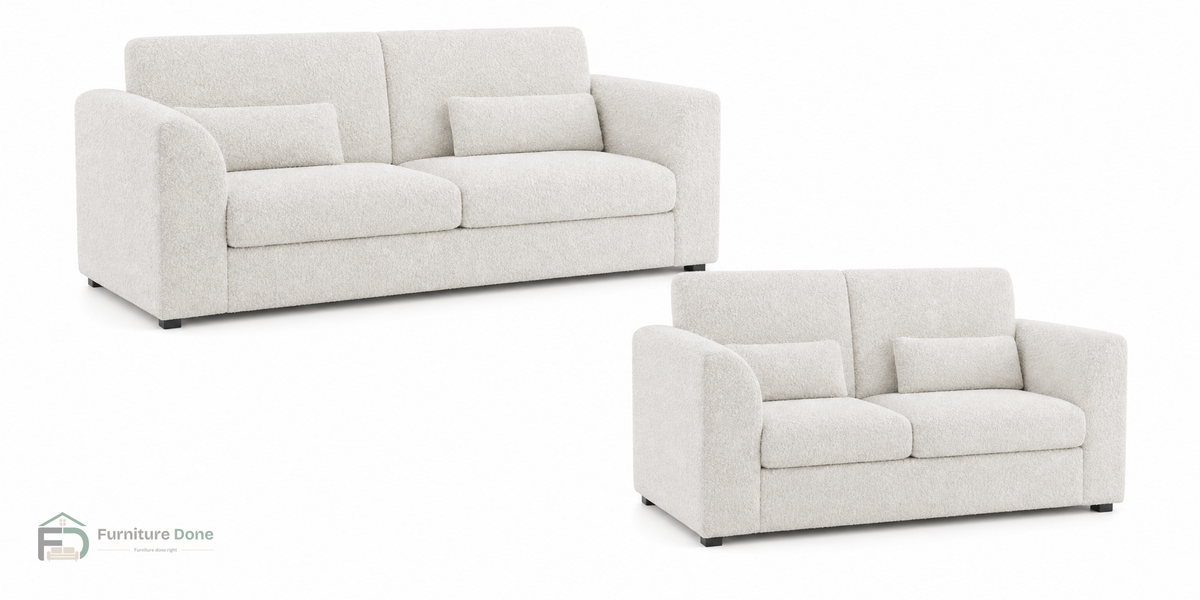 Chicago Full Back 3+2 Sofa Set in Teddy Bouclé White — Furniture Done