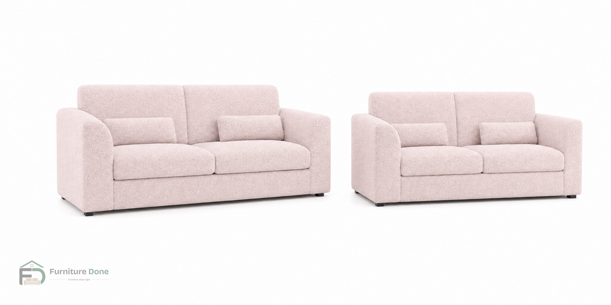 Chicago Full Back 3+2 Sofa Set in Teddy Bouclé Pink — Furniture Done