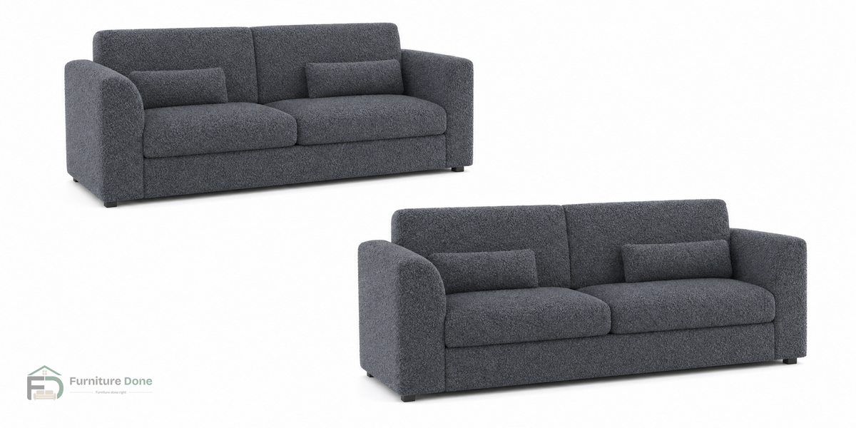 Chicago Full Back 3+3 Sofa Set in Teddy Bouclé Grey — Furniture Done