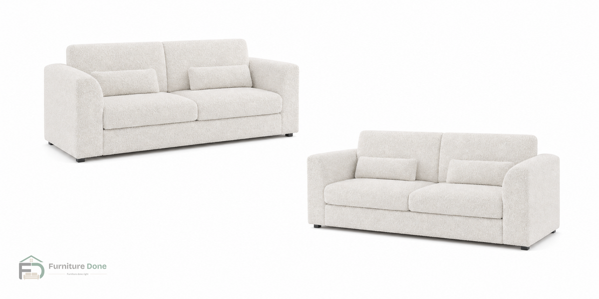 Chicago Full Back 3+3 Sofa Set in Teddy Bouclé White — Furniture Done