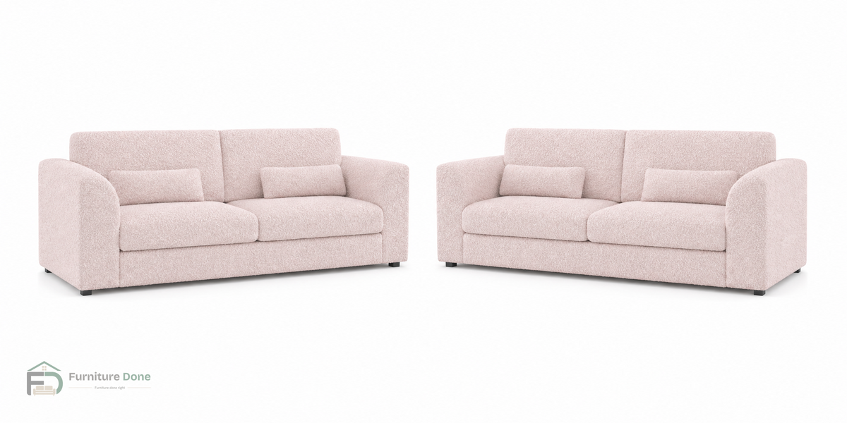 Chicago Full Back 3+3 Sofa Set in Teddy Bouclé Pink — Furniture Done