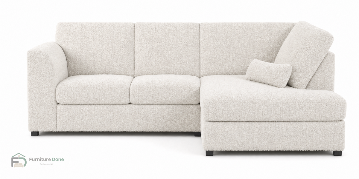 Chicago Full Back Corner Sofa RH in Teddy Bouclé White — Furniture Done