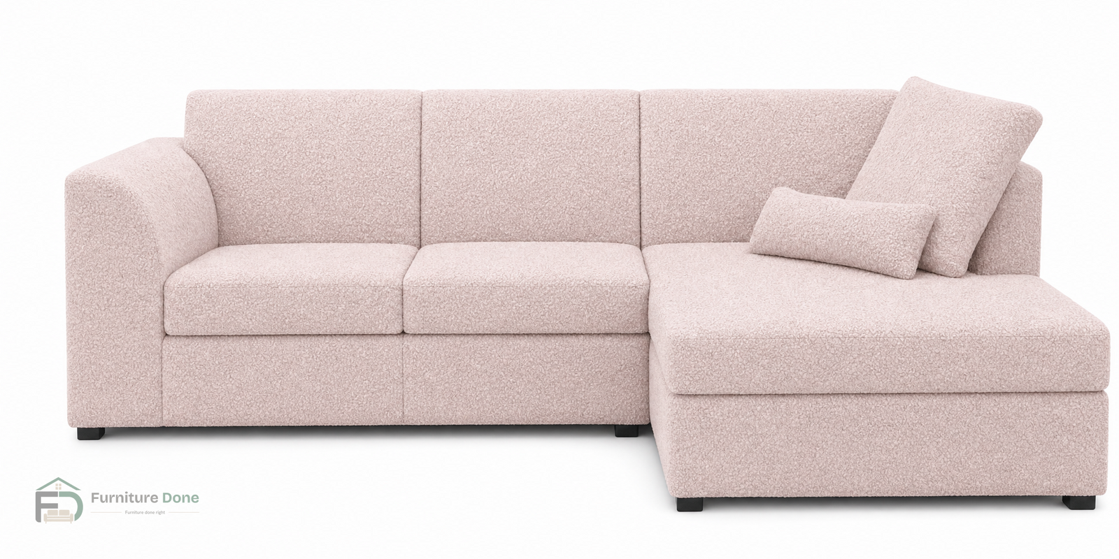 Chicago Full Back Corner Sofa RH in Teddy Bouclé Pink — Furniture Done
