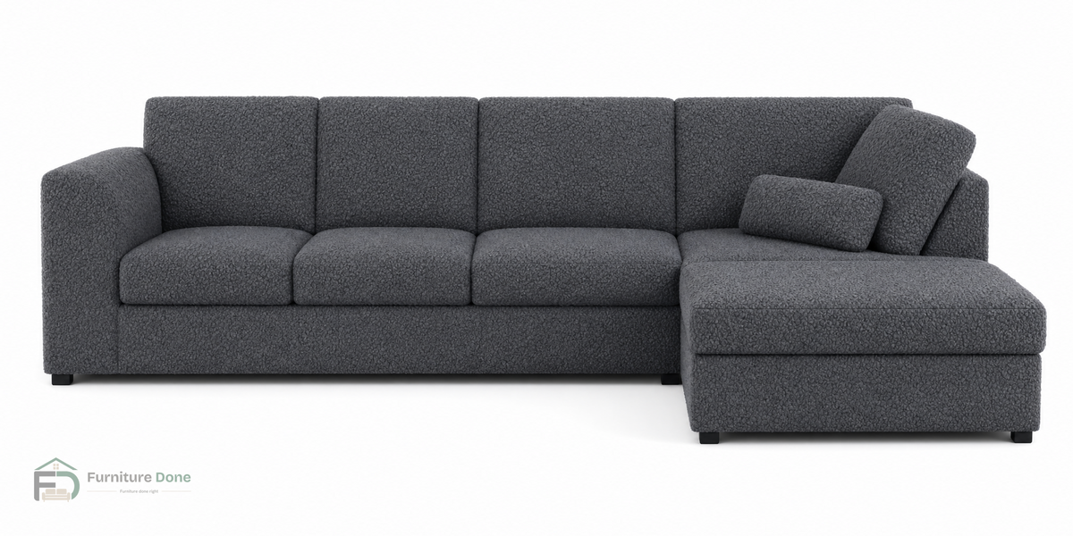 Chicago Full Back Large Corner Sofa RH in Teddy Bouclé Grey — Furniture Done