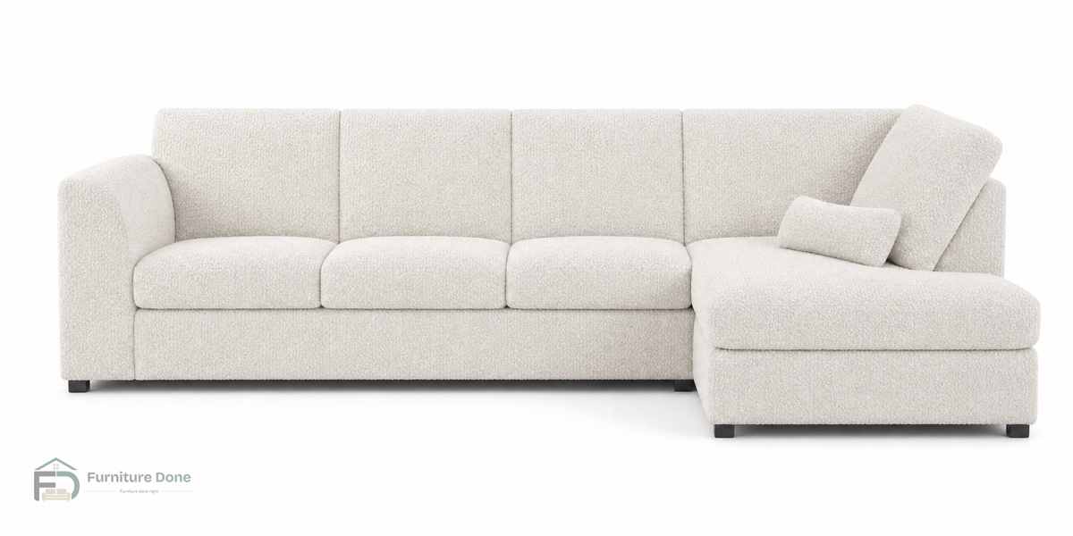 Chicago Full Back Large Corner Sofa RH in Teddy Bouclé White — Furniture Done