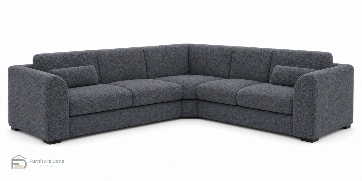 Chicago Full Back Symmetrical Sofa in Teddy Bouclé Grey — Furniture Done