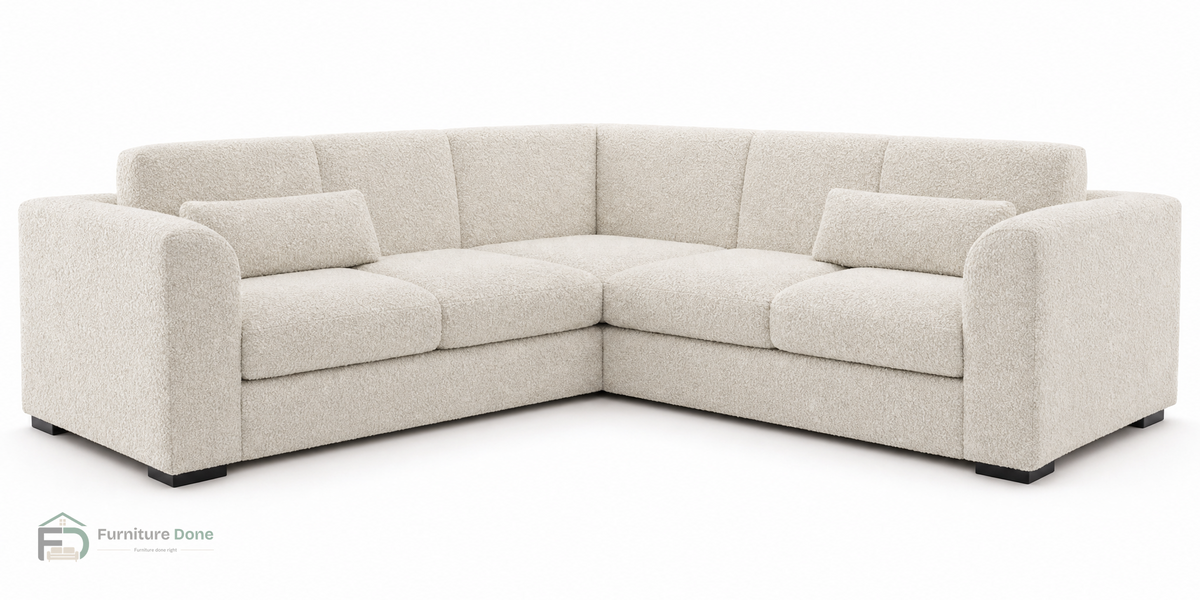 Chicago Full Back Symmetrical Sofa in Teddy Bouclé White — Furniture Done