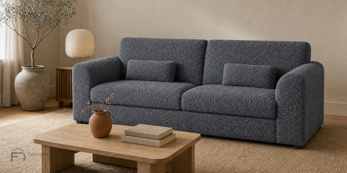 Chicago Full Back 3 Seater Sofa in Teddy Bouclé Grey — Furniture Done