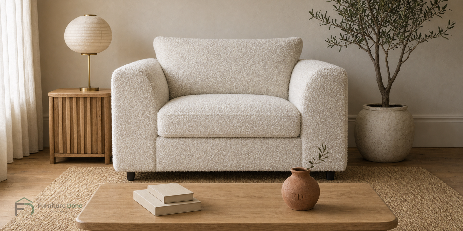 Chicago Armchair in Teddy Bouclé White — Furniture Done