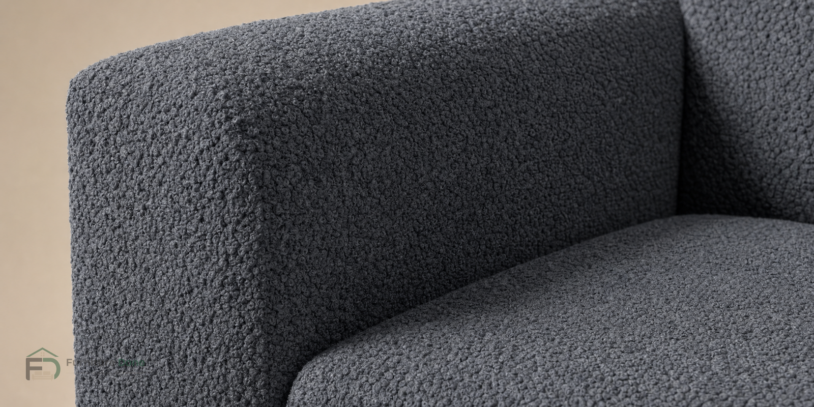 Teddy Bouclé Grey arm fabric close-up — Furniture Done