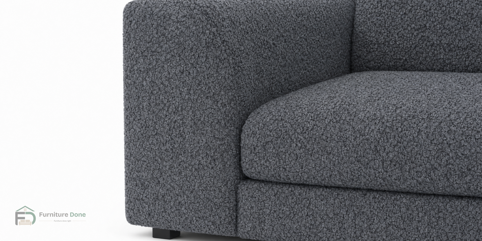Teddy Bouclé Grey arm close-up — Furniture Done