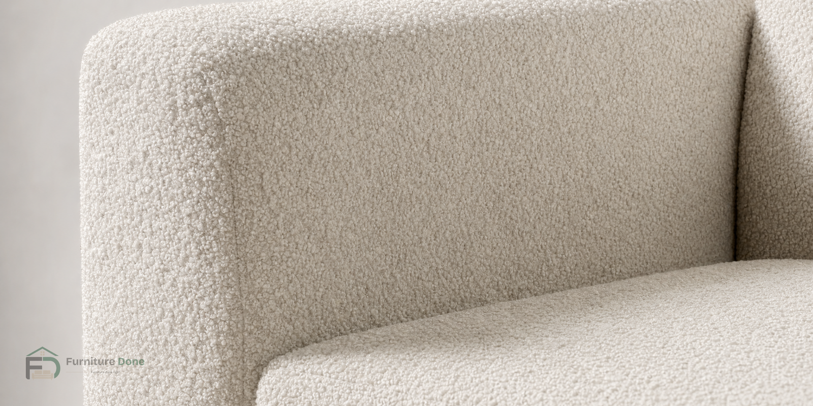 Teddy Bouclé White arm fabric close-up — Furniture Done