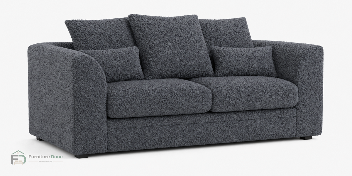 Chicago Scatter Back 2 Seater Sofa in Teddy Bouclé Grey — Furniture Done